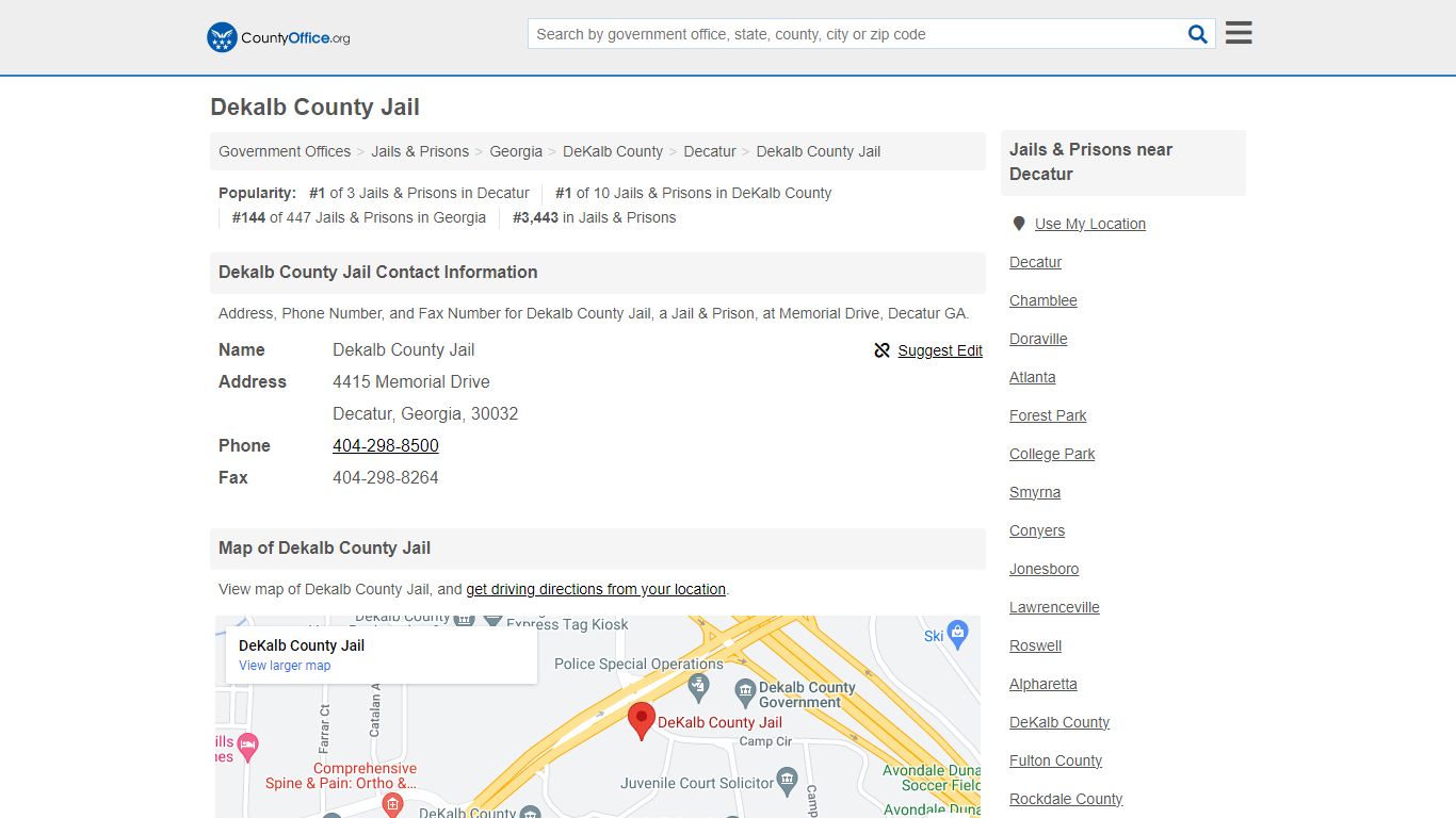 Dekalb County Jail - Decatur, GA (Address, Phone, and Fax)